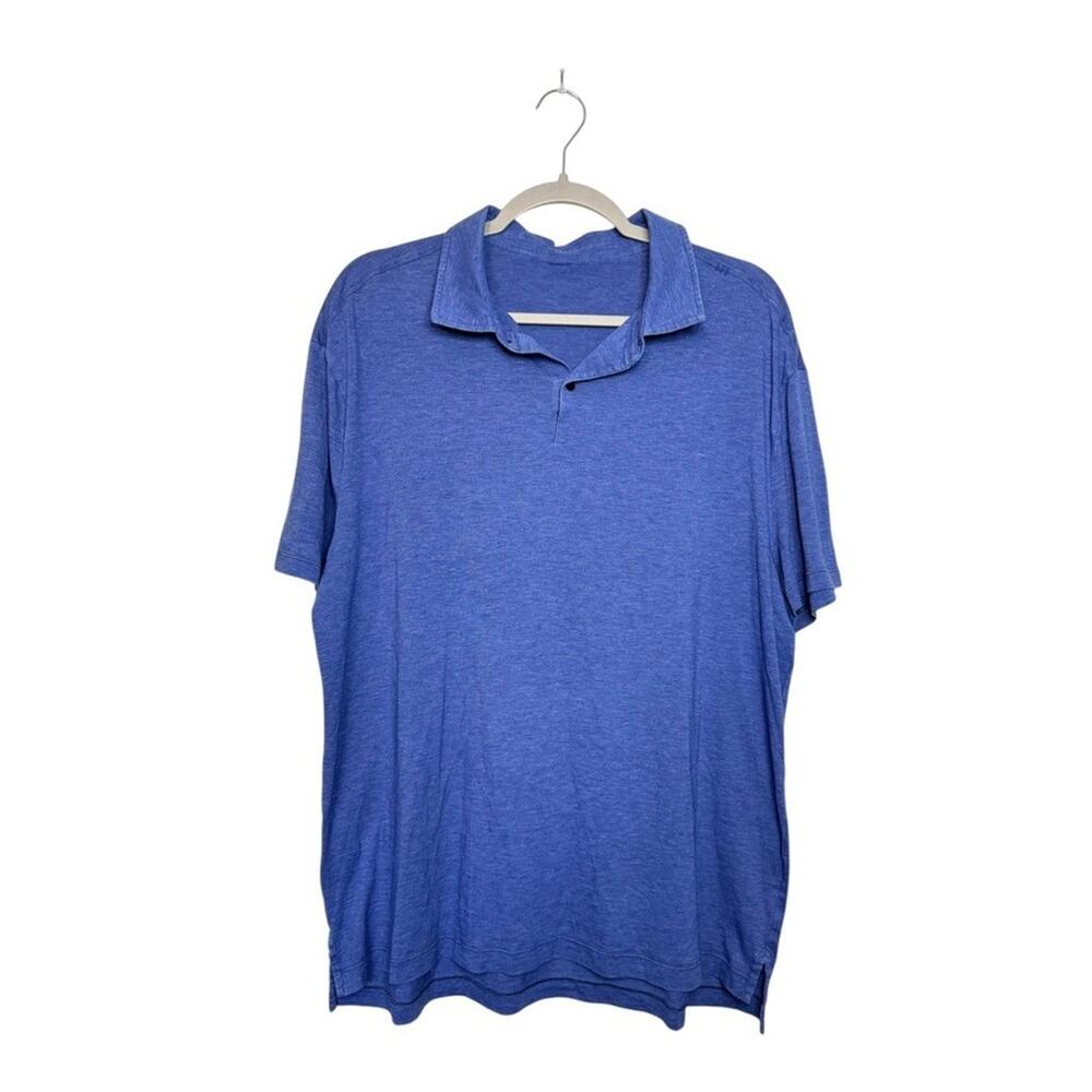 Lululemon Mens Blue Heathered Short Sleeve Polo‎ Shirt Size XL Activewear Casual